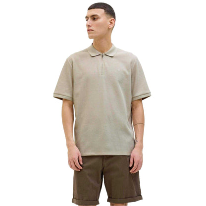Moonbeam - Lifestyle - Jack And Jones Mens Textured Zip Neck Short-Sleeved Polo Shirt