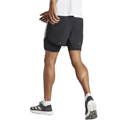 Black - Back - Adidas Mens Own The Run 3 Stripes 2 in 1 Running Shorts