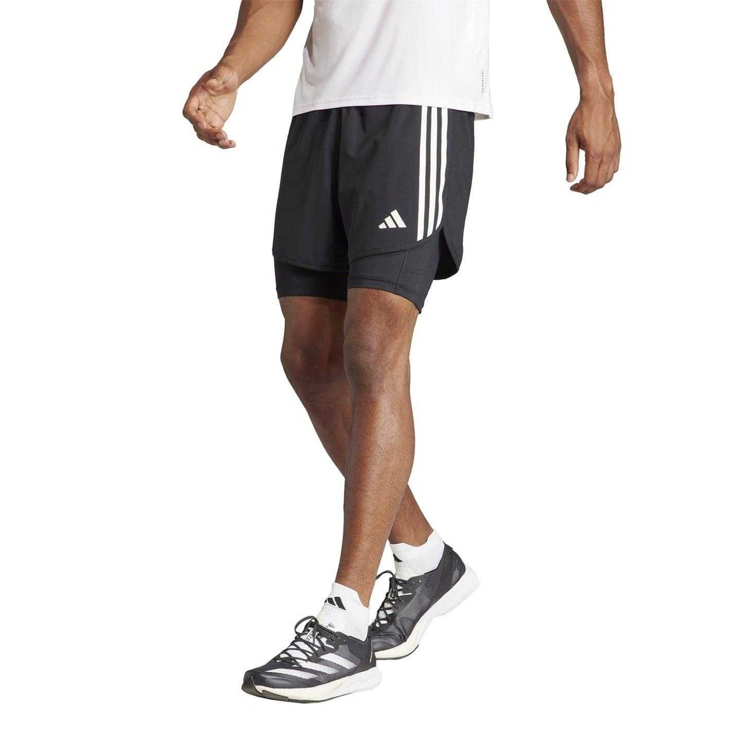 Black - Lifestyle - Adidas Mens Own The Run 3 Stripes 2 in 1 Running Shorts