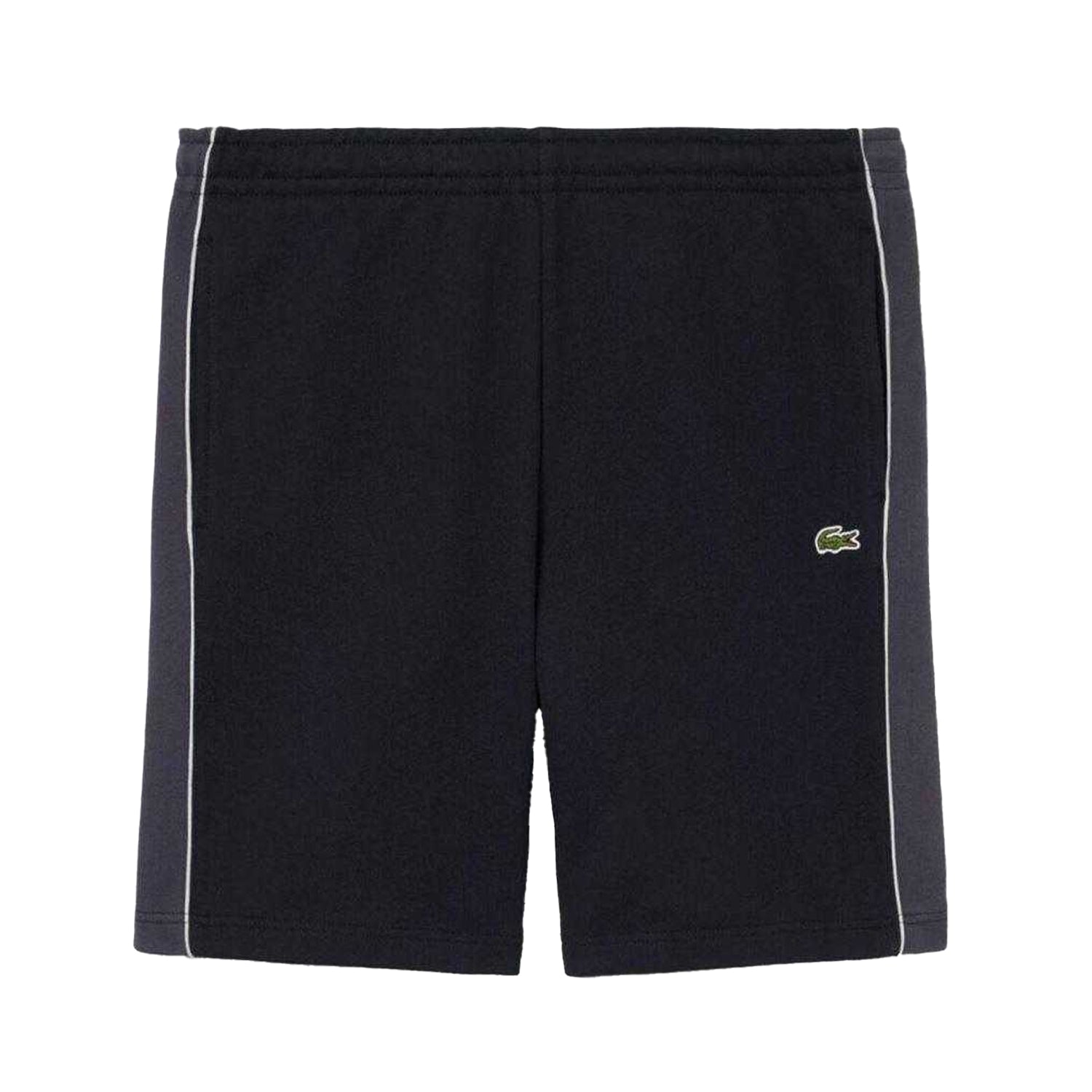 Black - Front - Lacoste Mens Fleece Side Stripe Shorts