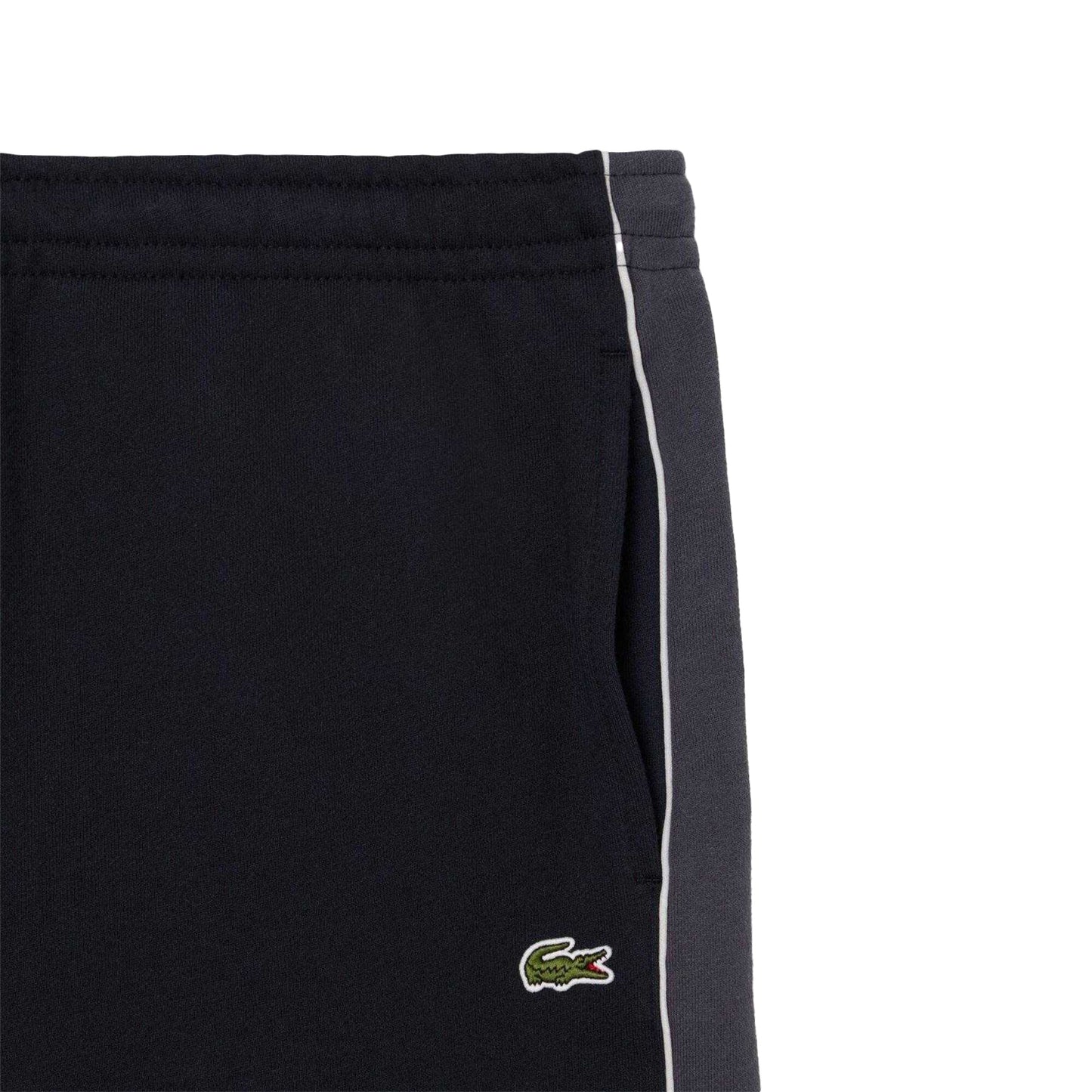 Black - Back - Lacoste Mens Fleece Side Stripe Shorts