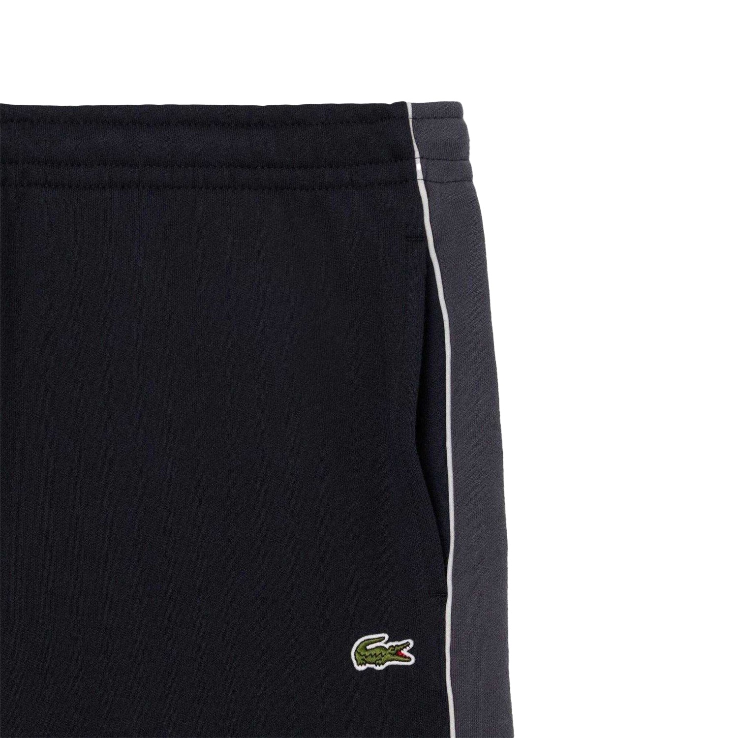 Black - Back - Lacoste Mens Fleece Side Stripe Shorts