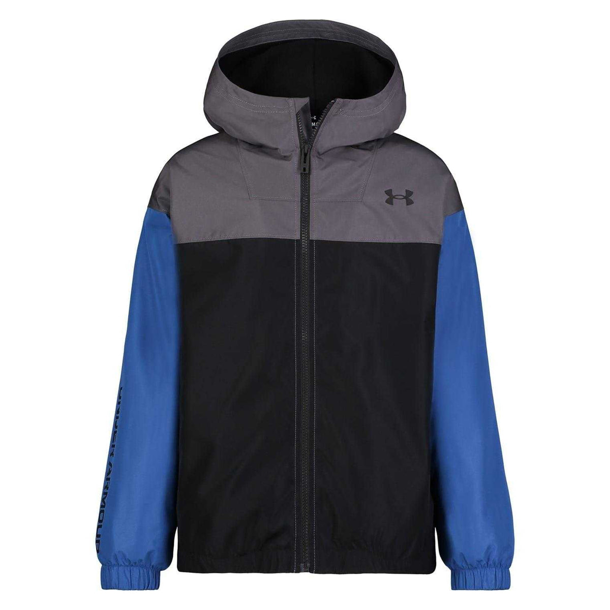 Tech Blue-Black - Front - Under Armour Childrens-Kids Colour Block Windbreaker