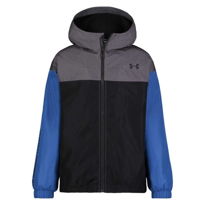 Tech Blue-Black - Front - Under Armour Childrens-Kids Colour Block Windbreaker