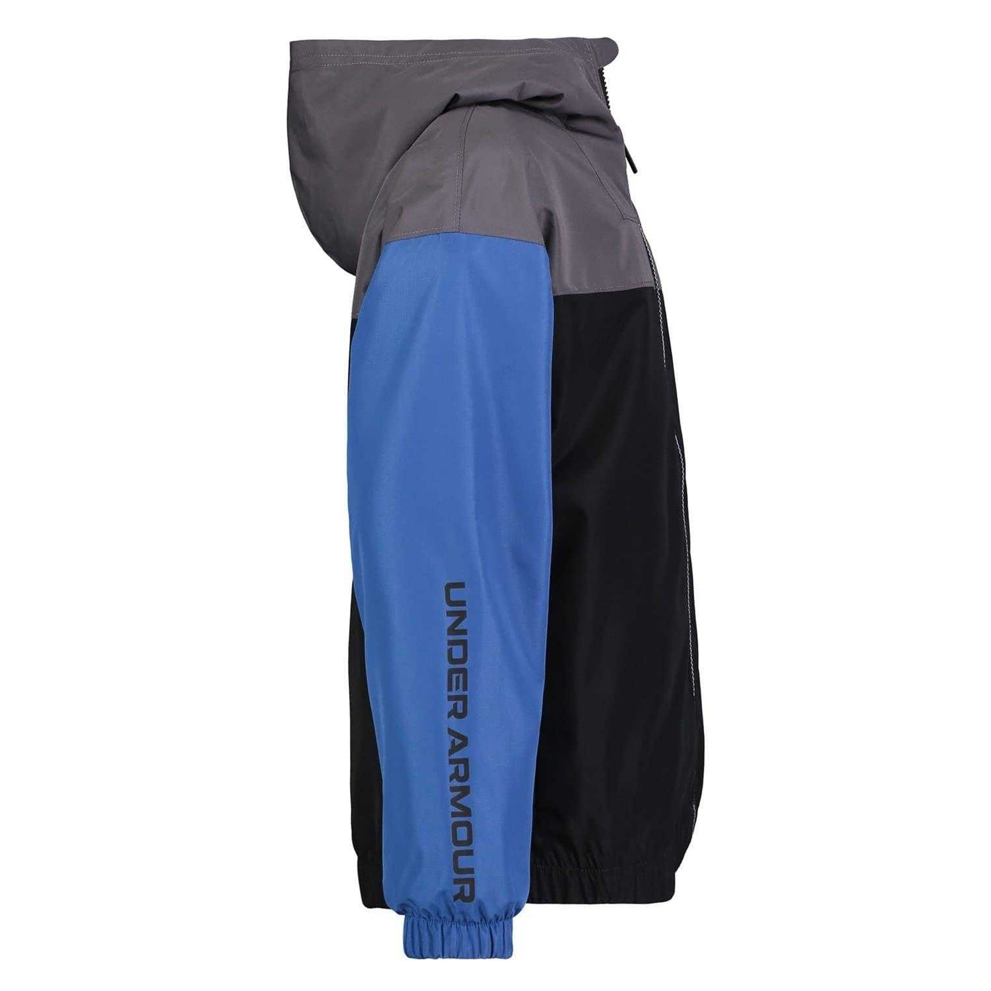 Tech Blue-Black - Side - Under Armour Childrens-Kids Colour Block Windbreaker