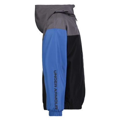 Tech Blue-Black - Side - Under Armour Childrens-Kids Colour Block Windbreaker
