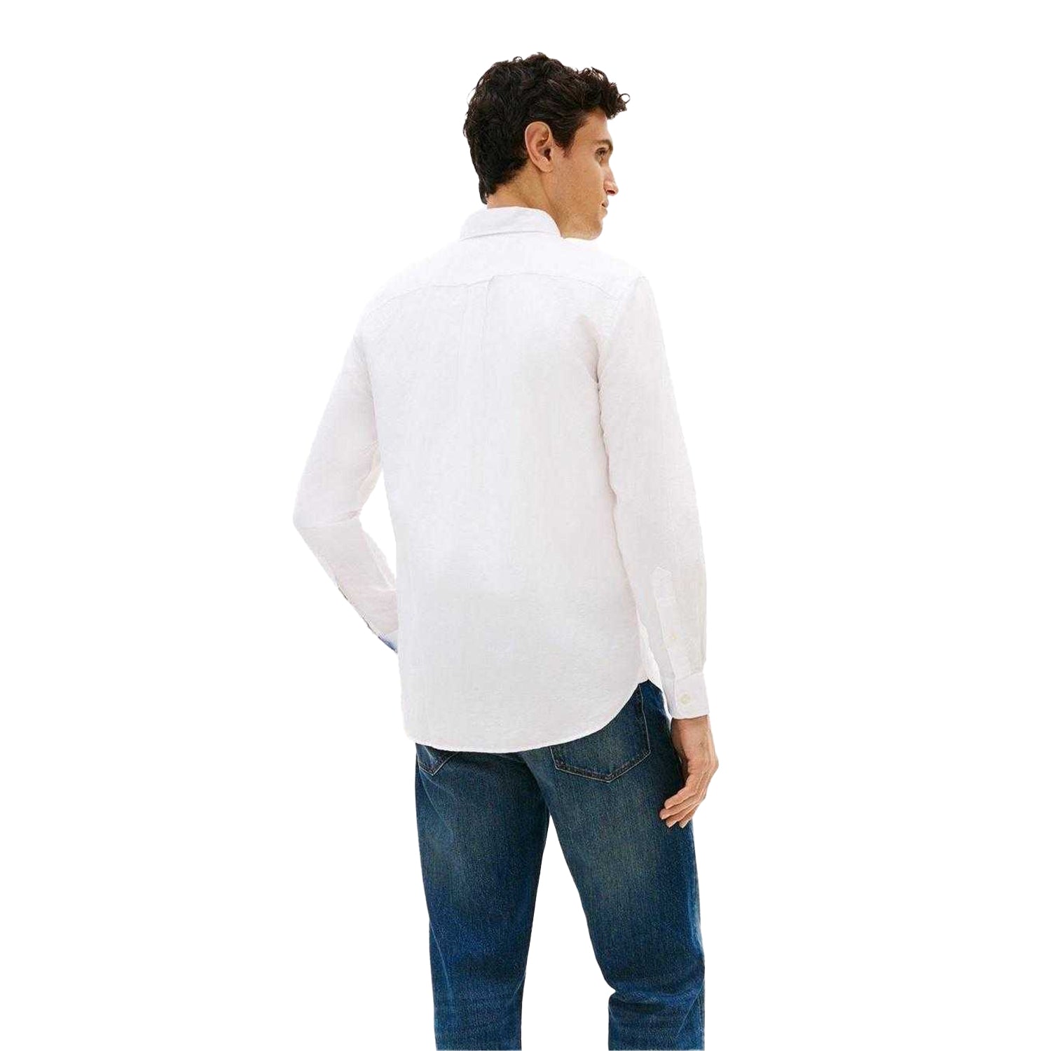 White - Back - Tommy Hilfiger Mens Embroidered Logo Linen Shirt