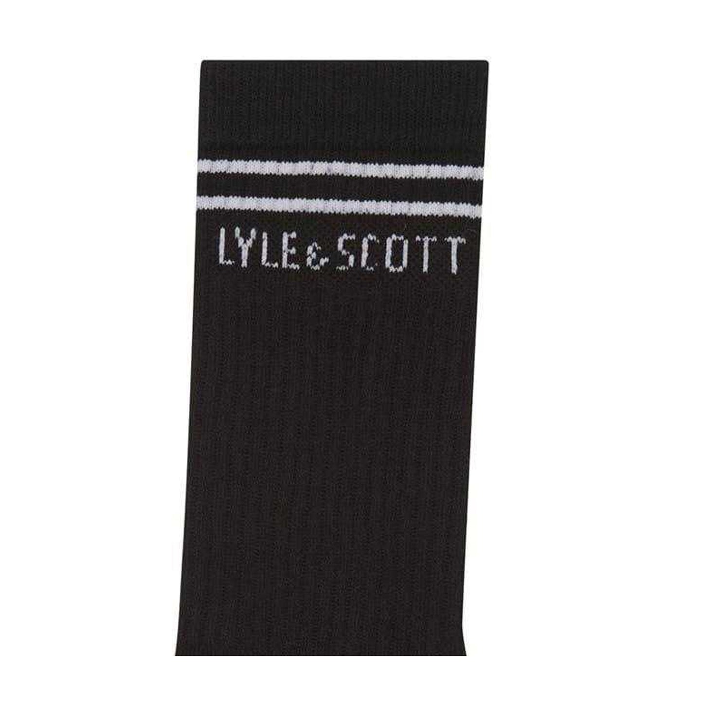 Black - Side - Lyle & Scott Childrens-Kids Crew Socks (Pack of 3)