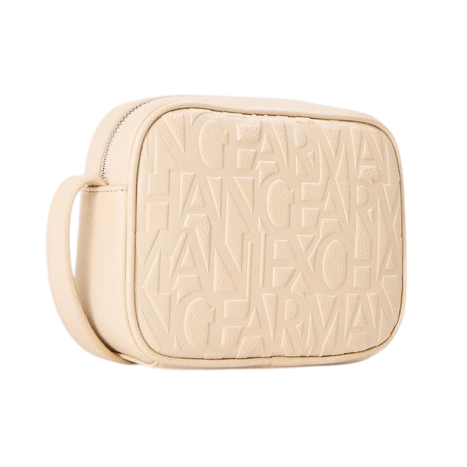 Beige - Back - Armani Exchange Unisex Adult All Over Logo Messenger Bag