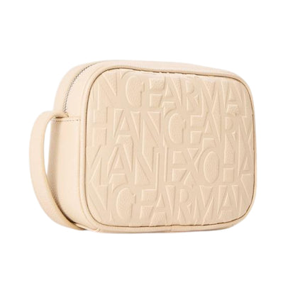 Beige - Back - Armani Exchange Unisex Adult All Over Logo Messenger Bag