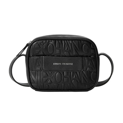 Black - Front - Armani Exchange Unisex Adult All Over Logo Messenger Bag