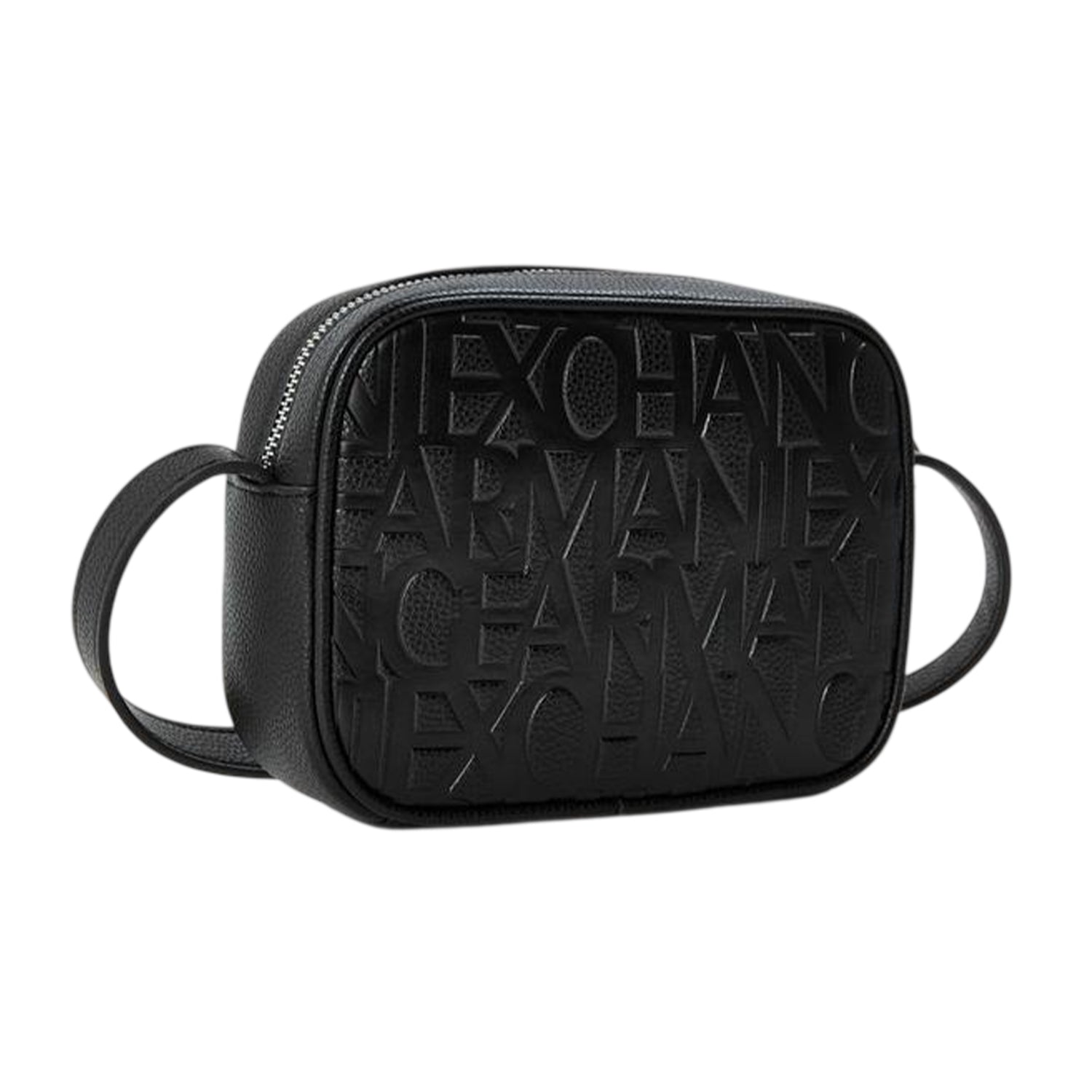 Black - Back - Armani Exchange Unisex Adult All Over Logo Messenger Bag