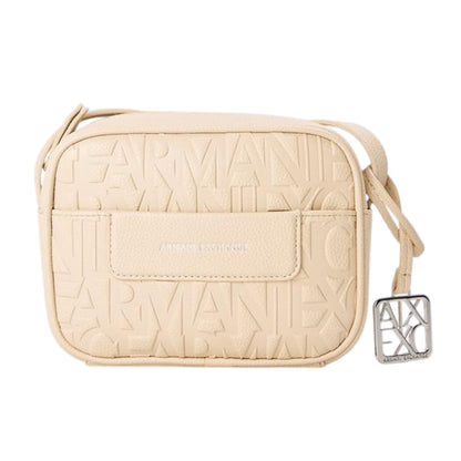 Beige - Front - Armani Exchange Unisex Adult All Over Logo Messenger Bag