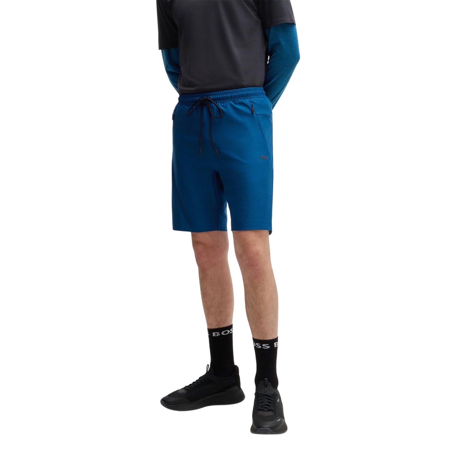 Blue - Side - Boss Mens Headlo Sweat Shorts