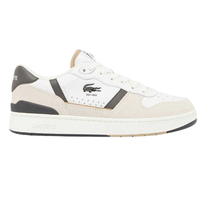 White-Dark Green - Front - Lacoste Mens T-Clip Set Leather Flat Court Trainers