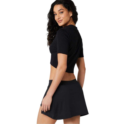 Black - Back - Slazenger Womens-Ladies Logo Cotton Blend Crop Top