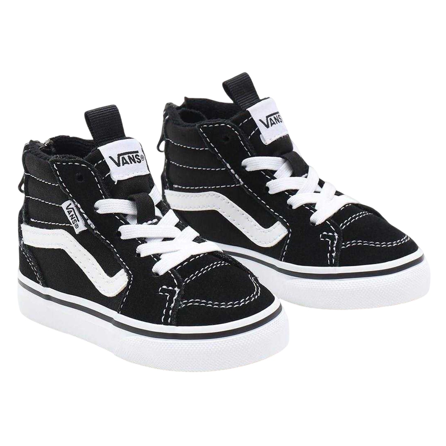 Black-White - Lifestyle - Vans Toddler Canvas High Top Trainers