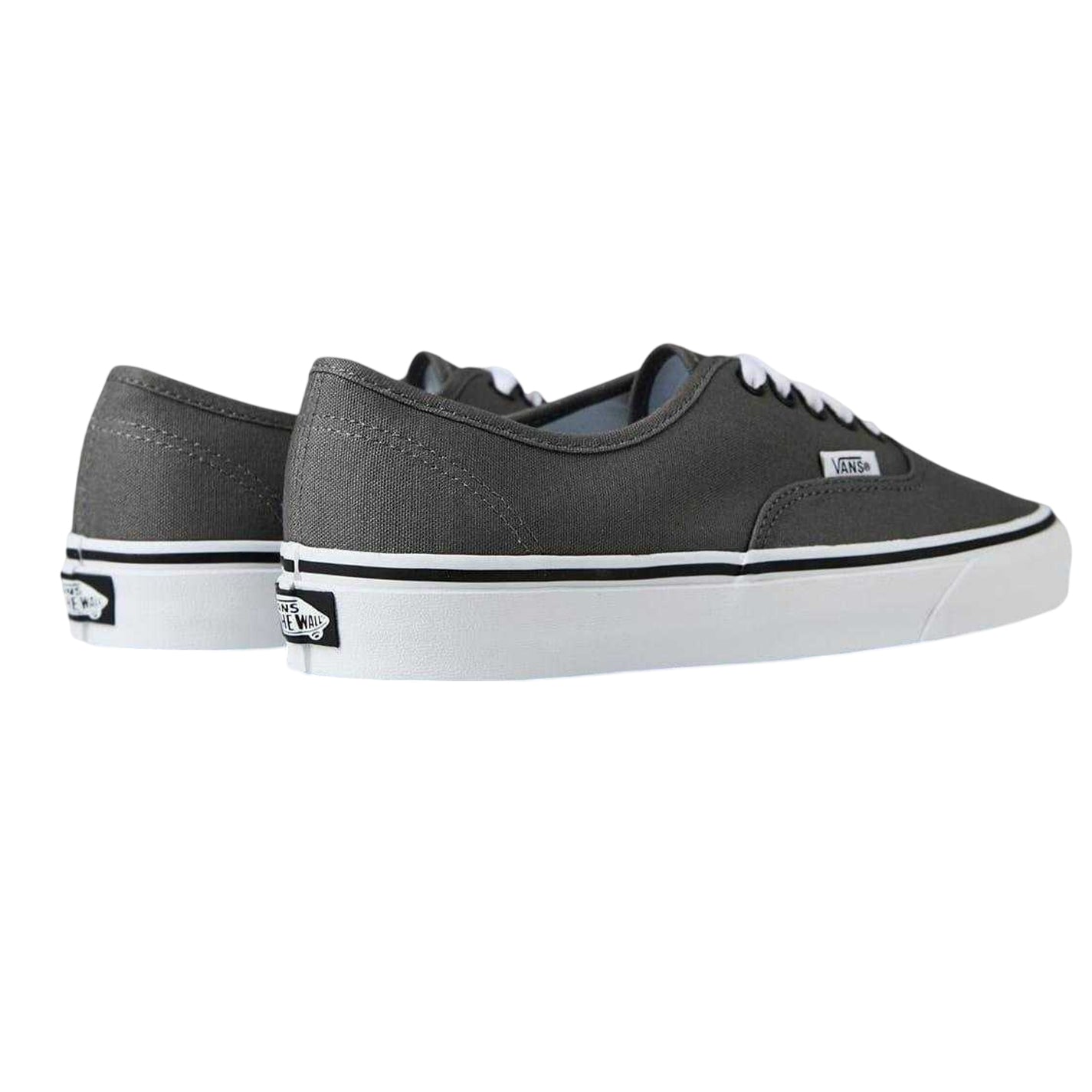 Pewter-White - Back - Vans Mens Authentic Classic Canvas Trainers