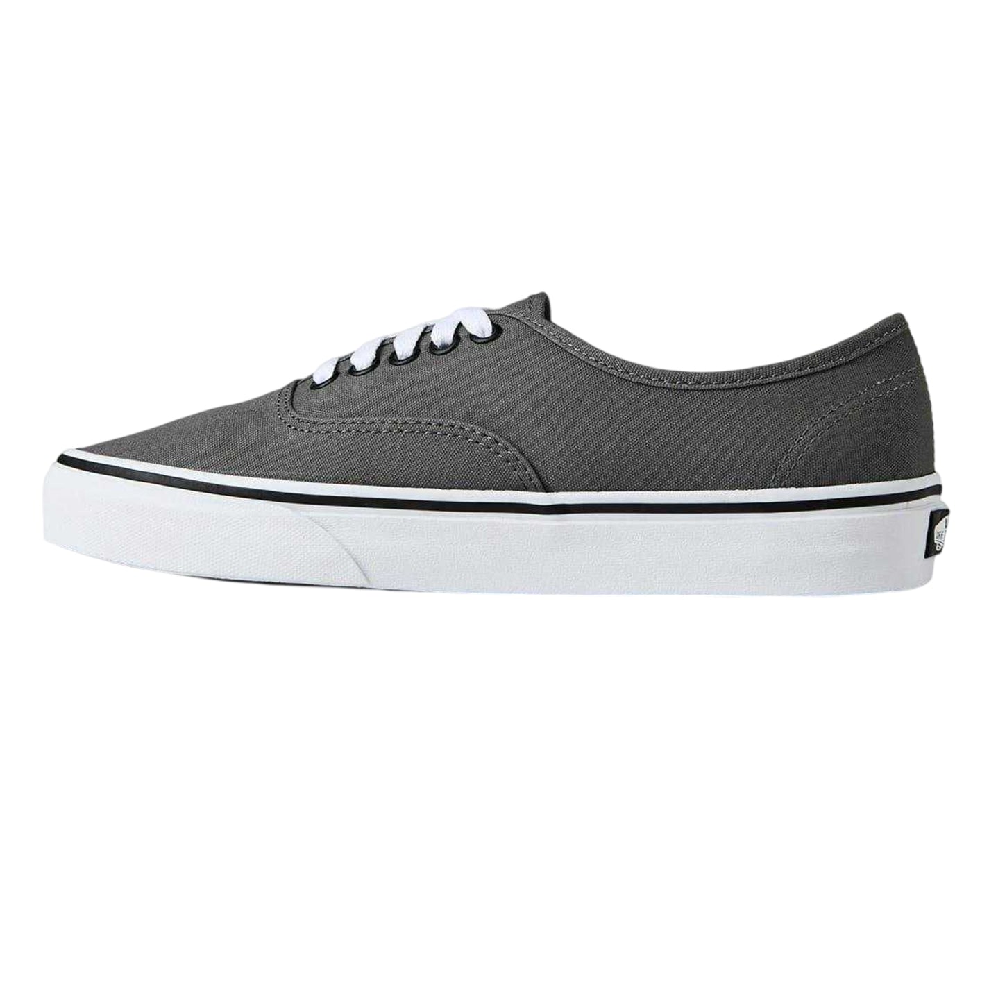 Pewter-White - Side - Vans Mens Authentic Classic Canvas Trainers