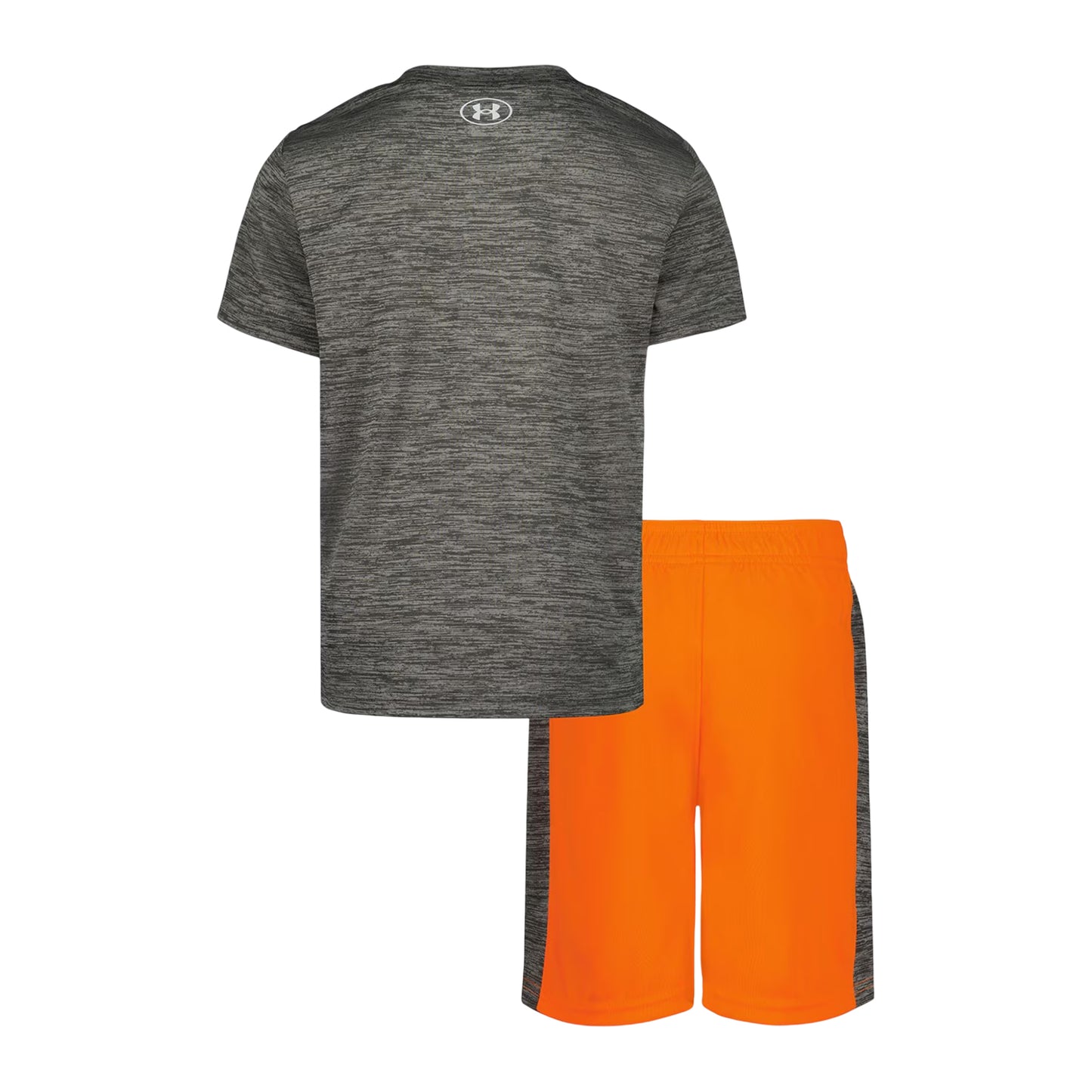 Orange-Grey - Back - Under Armour Boys Tech Large Logo T-Shirt & Shorts Set