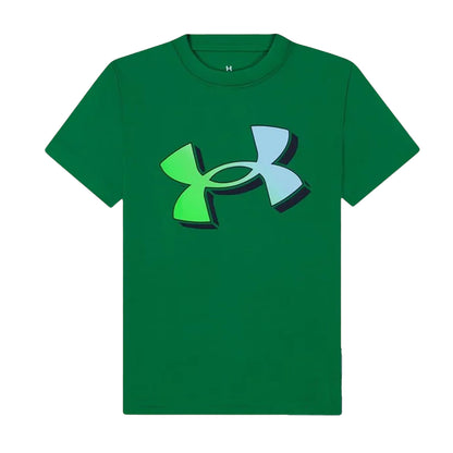 Royal Green-Grey - Back - Under Armour Boys Tech Large Logo T-Shirt & Shorts Set
