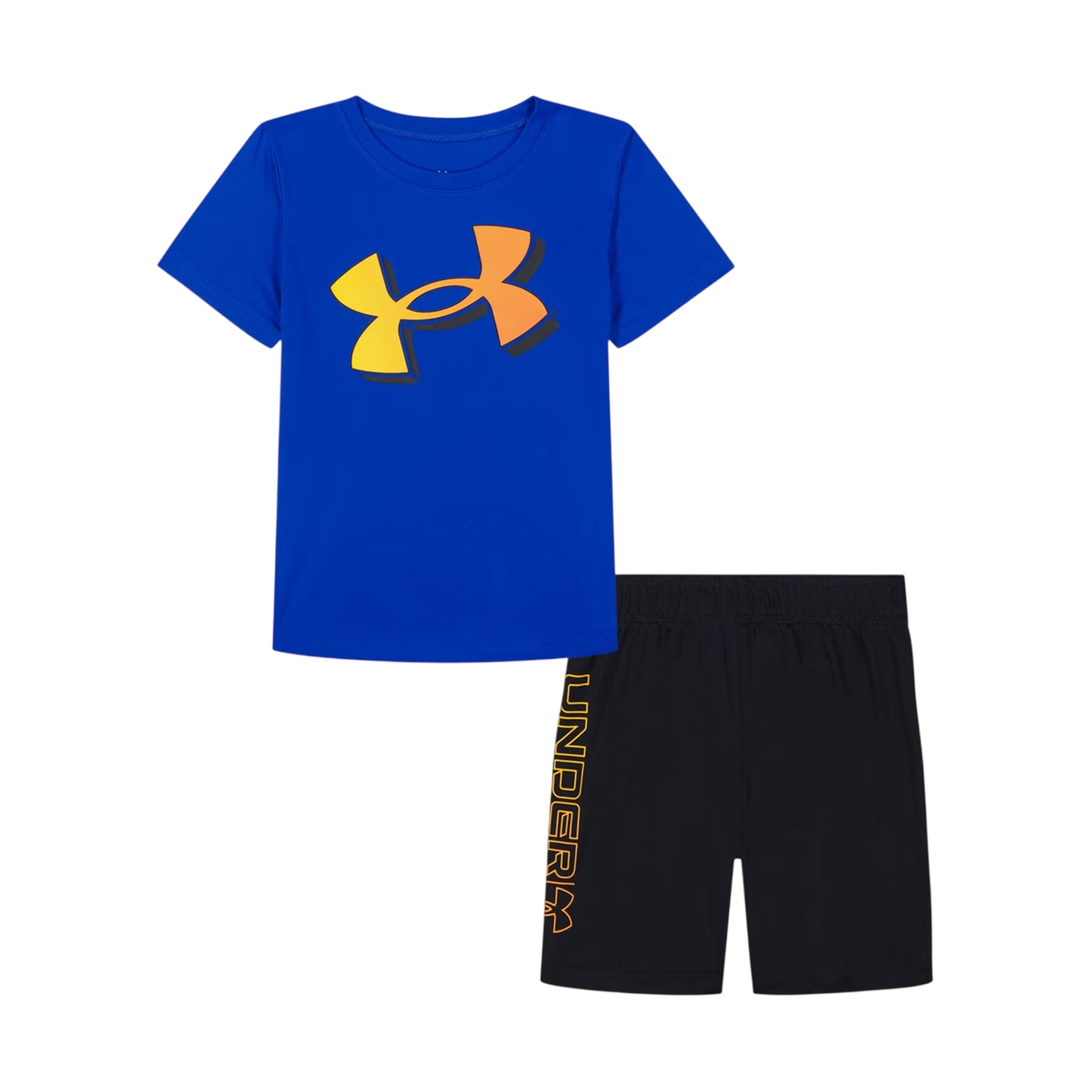 Team Royal Blue - Front - Under Armour Boys Tech Large Logo T-Shirt & Shorts Set