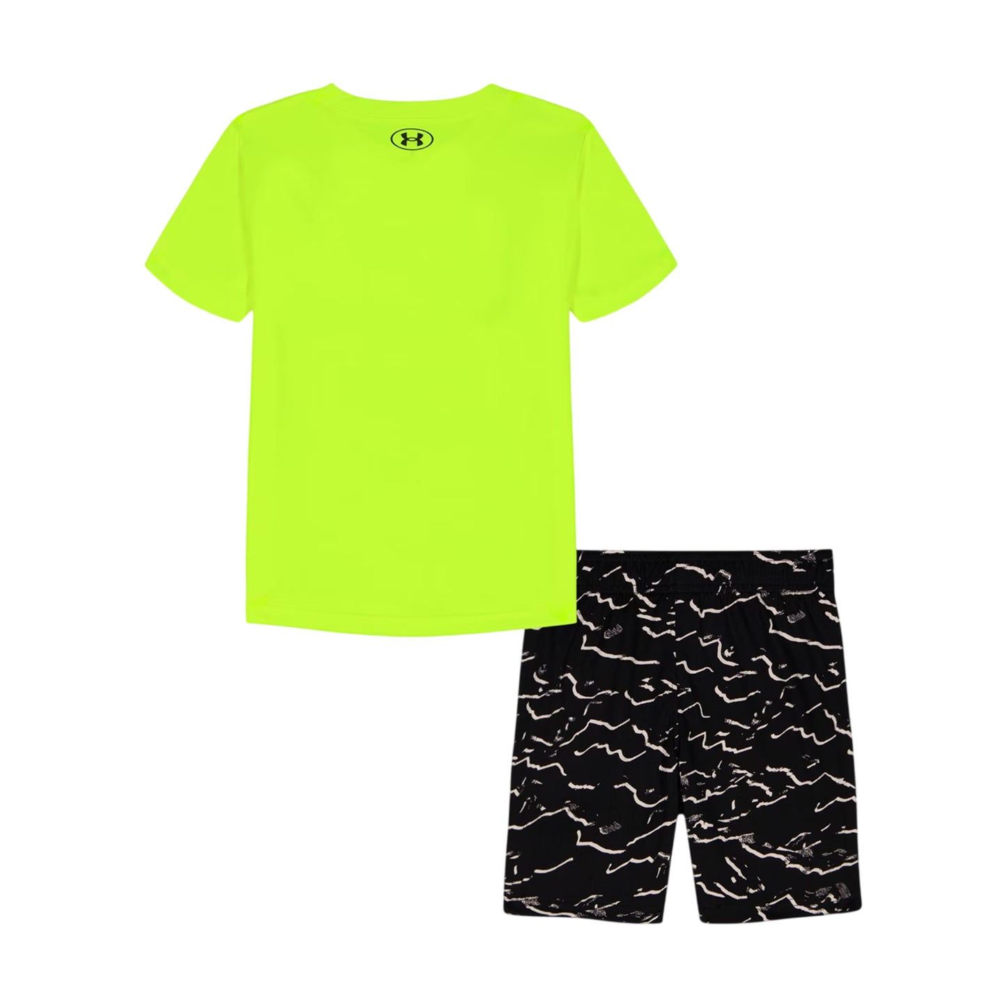Black-Neon - Back - Under Armour Boys Tech Large Logo T-Shirt & Shorts Set