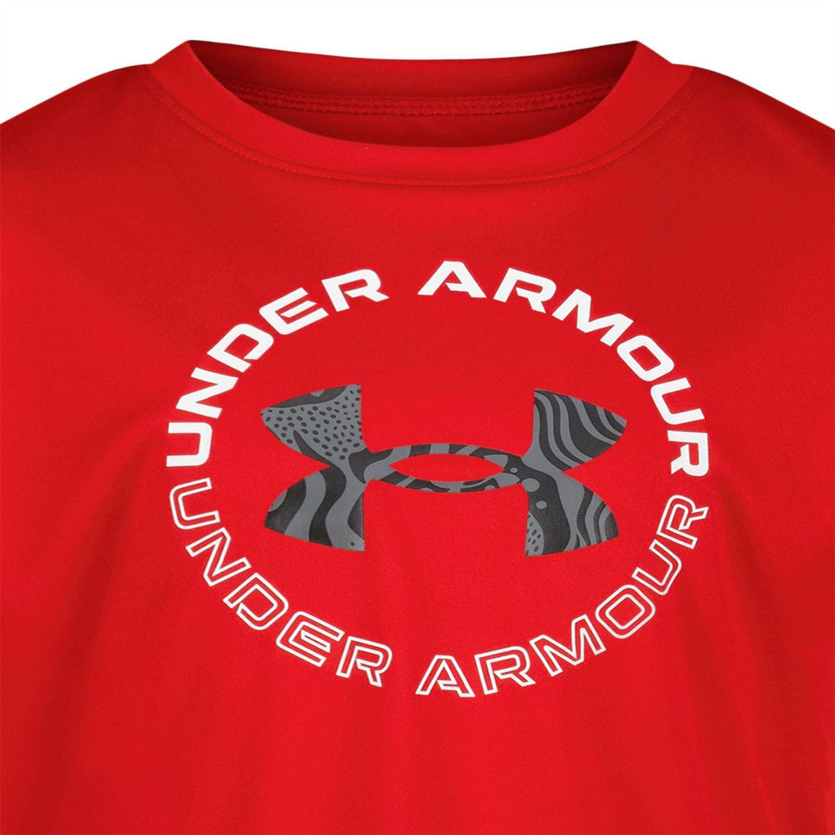 Red-Black - Side - Under Armour Boys Tech Large Logo T-Shirt & Shorts Set