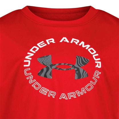 Red-Black - Side - Under Armour Boys Tech Large Logo T-Shirt & Shorts Set