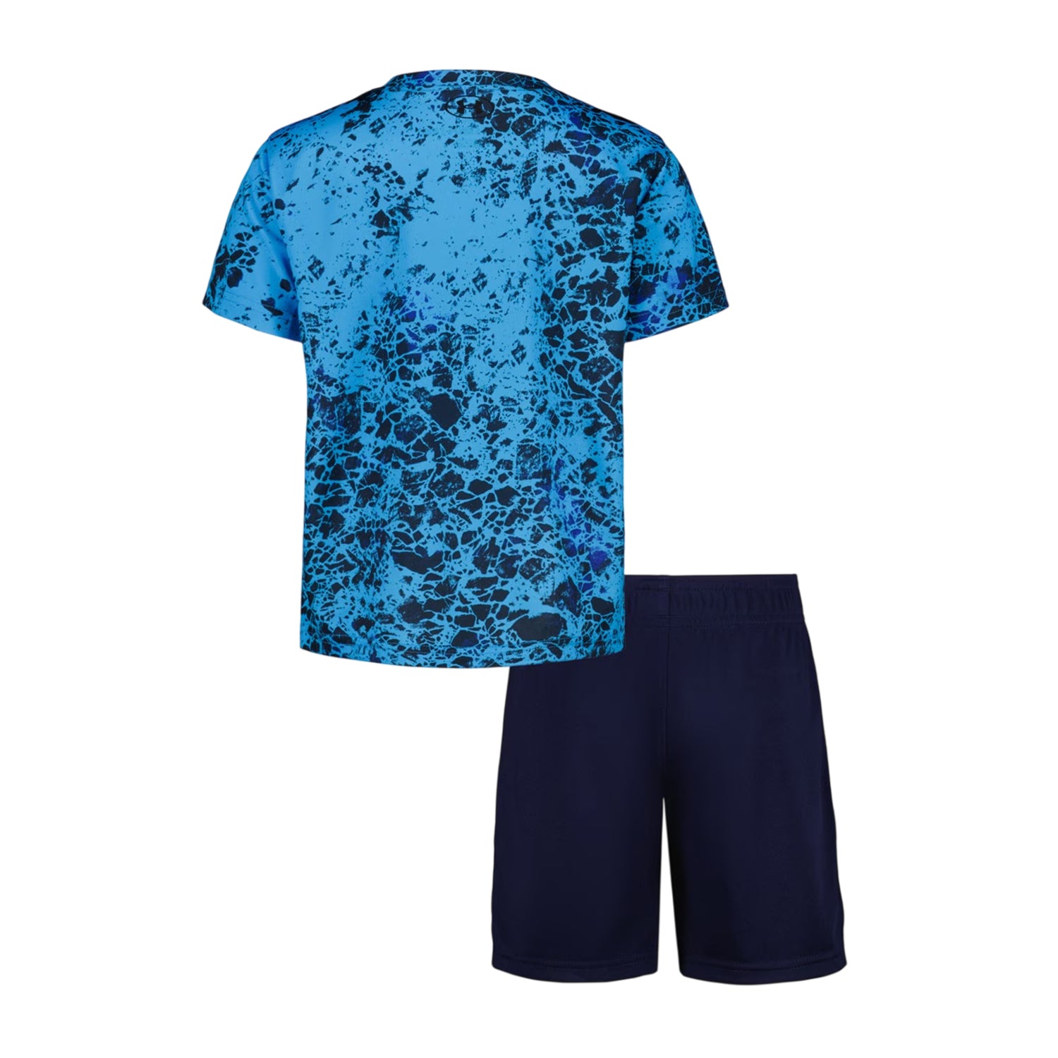 Blue-Navy - Back - Under Armour Boys Tech Large Logo T-Shirt & Shorts Set