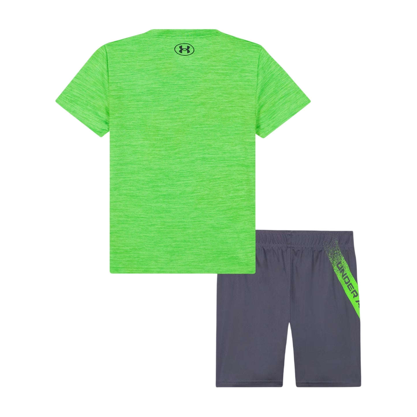 Hyper Green - Back - Under Armour Boys Tech Large Logo T-Shirt & Shorts Set