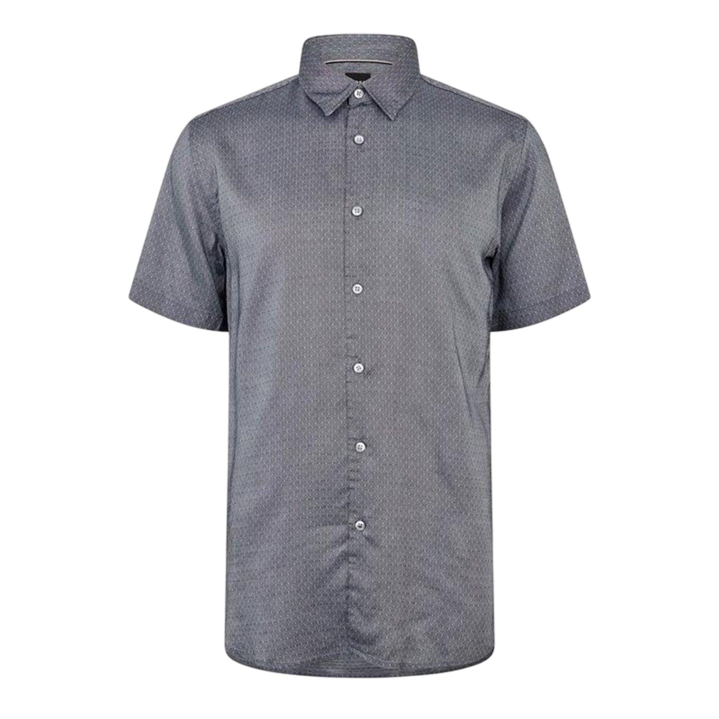 Grey - Front - Boss Mens Woven Collared Regular Short-Sleeved Shirt