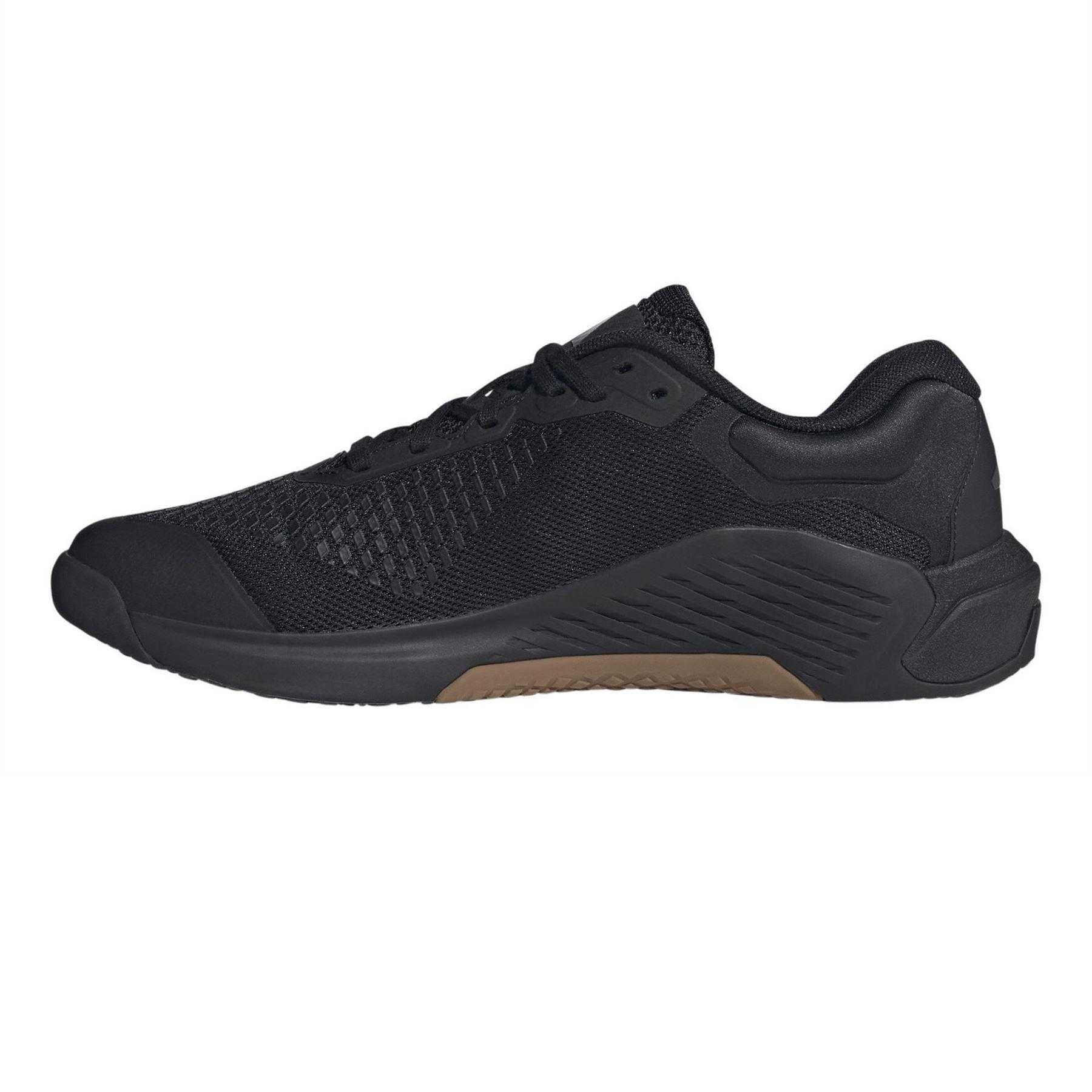 Black-Grey - Side - Adidas Mens Dropset4 Pwr Logo Shoes