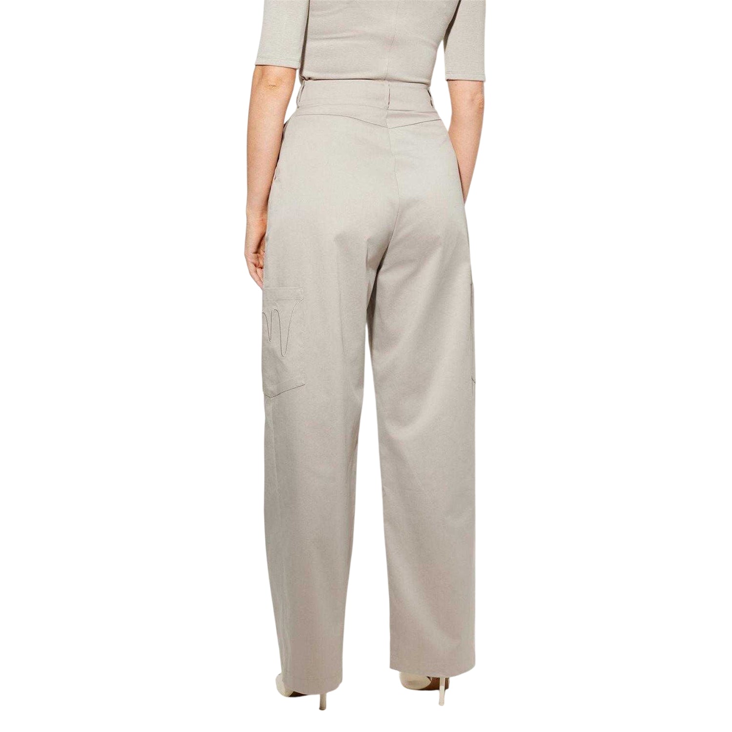 Grey - Back - Odd Muse Womens-Ladies Tailored Cargo Trousers