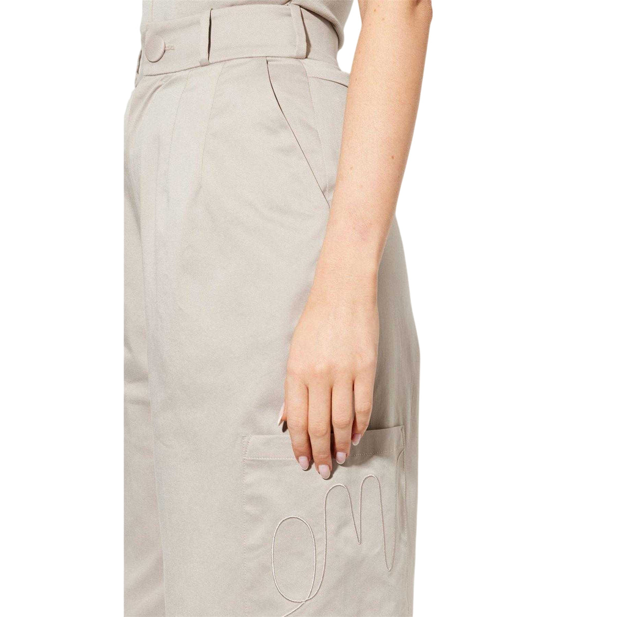 Grey - Side - Odd Muse Womens-Ladies Tailored Cargo Trousers