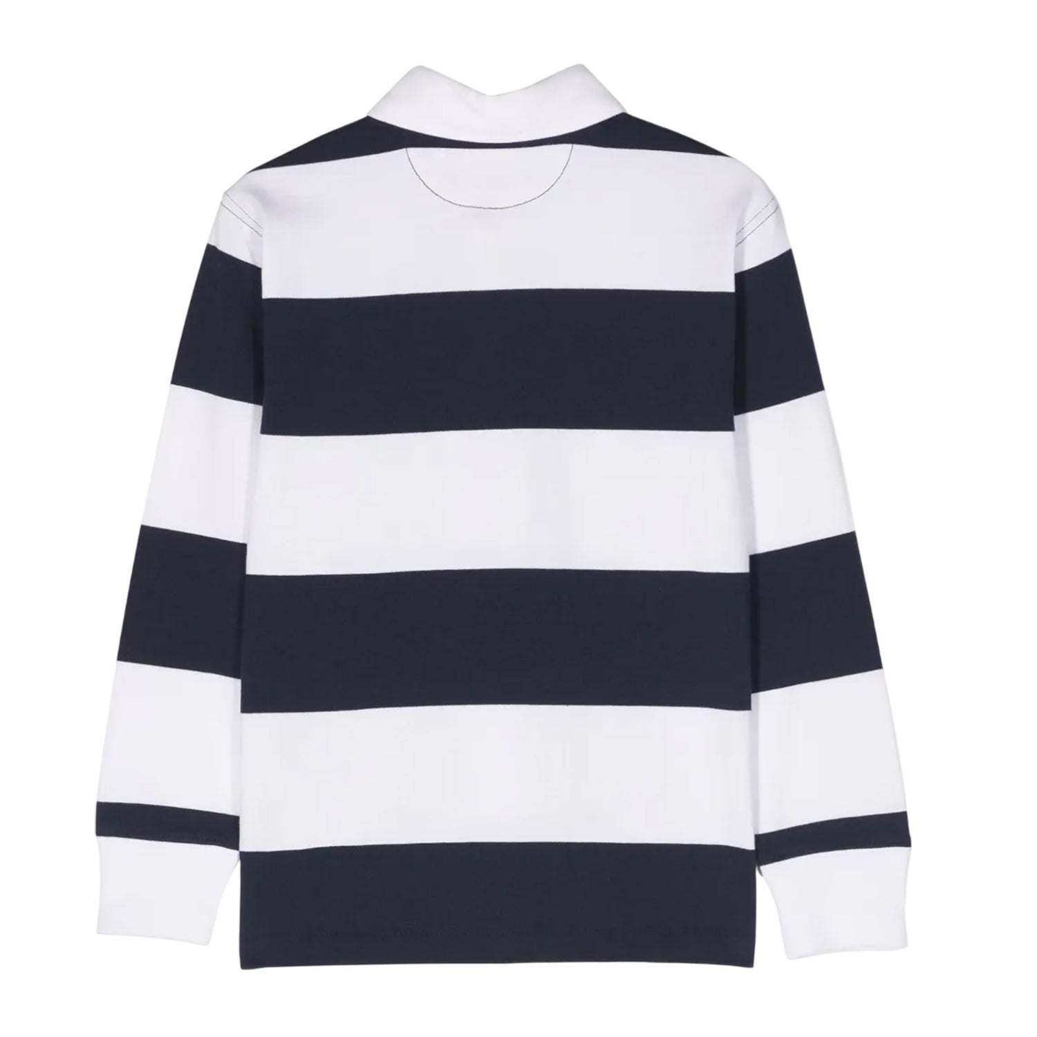 White-Navy - Back - Ralph Lauren Childrens-Kids Stripe Collared Rugby Shirt