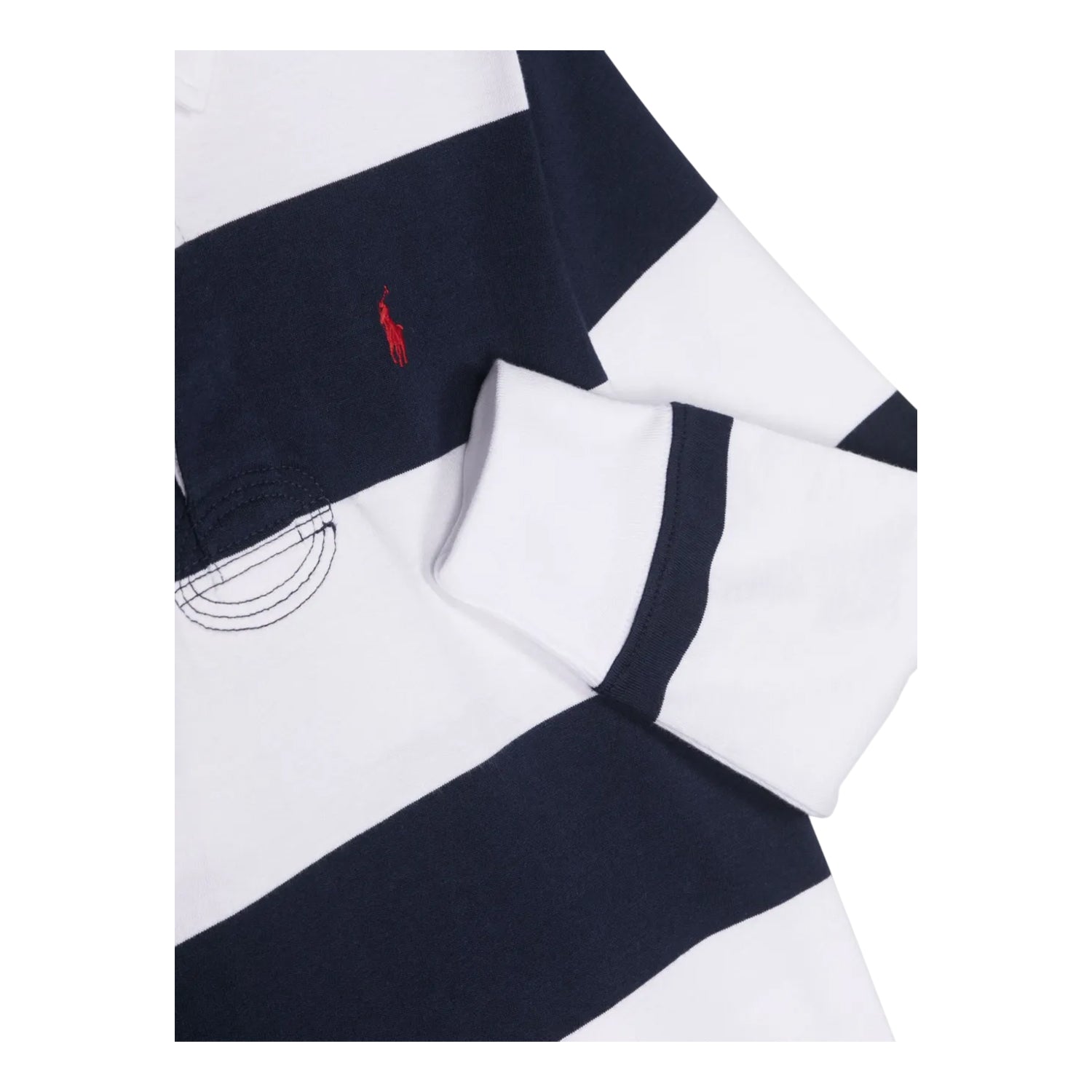 White-Navy - Side - Ralph Lauren Childrens-Kids Stripe Collared Rugby Shirt