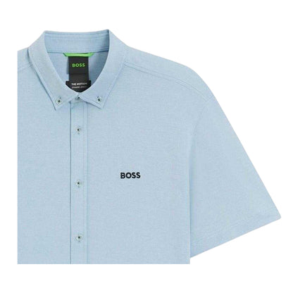 Light Blue - Back - Boss Mens Motion Plain Shirt