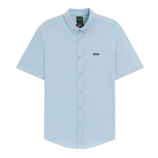 Light Blue - Front - Boss Mens Motion Plain Shirt