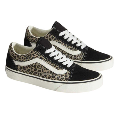 Leopard - Side - Vans Womens-Ladies Old Skool Suede Flat Skate Shoes