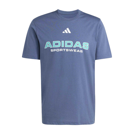 Navy-Teal - Front - Adidas Mens Logo Cotton T-Shirt