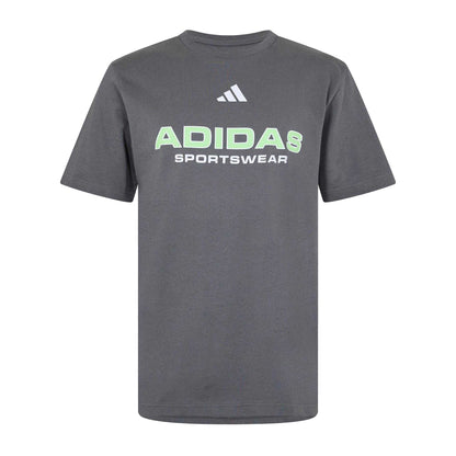 Grey-Green - Front - Adidas Mens Logo Cotton T-Shirt