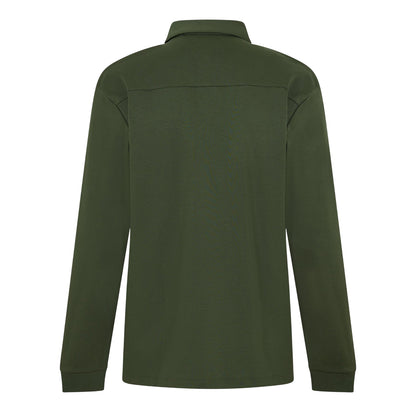 Dark Green - Back - Hugo Mens Patch Collared Long-Sleeved Polo Shirt
