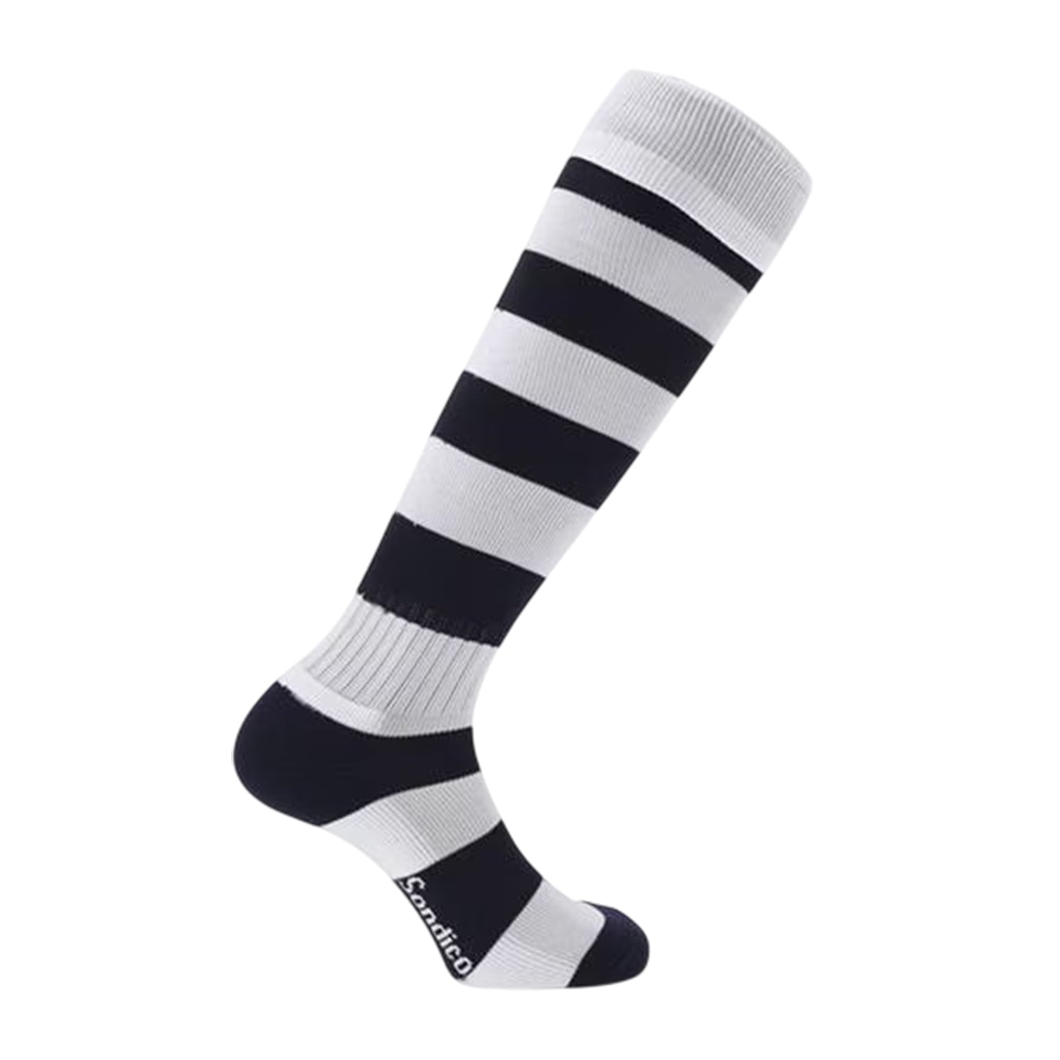 Navy-White - Side - Sondico Childrens-Kids Contrast Striped Football Socks