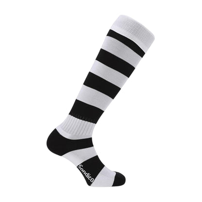 Black-White - Side - Sondico Childrens-Kids Contrast Striped Football Socks