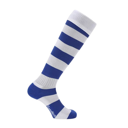 Blue-White - Side - Sondico Childrens-Kids Contrast Striped Football Socks
