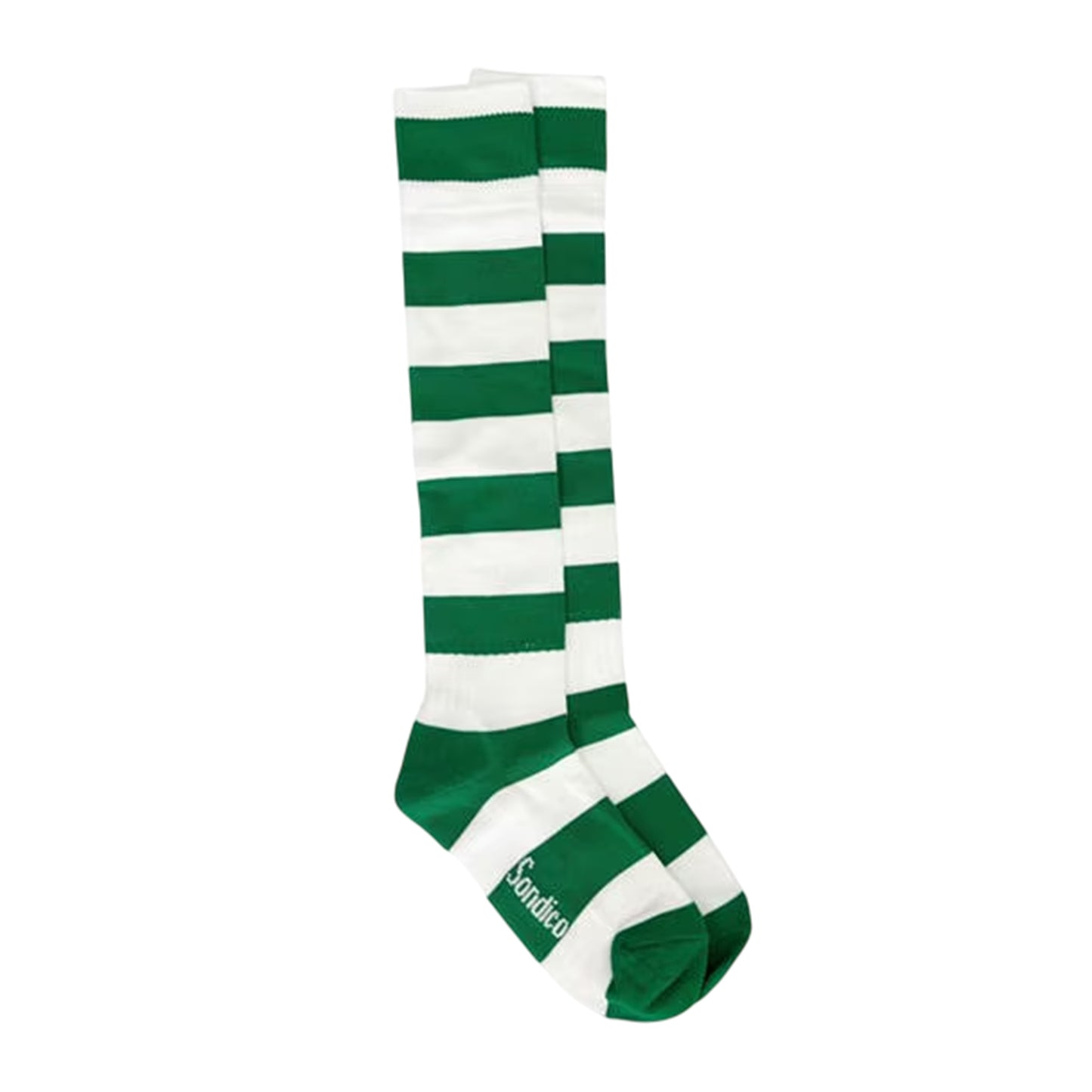 Green-White - Side - Sondico Childrens-Kids Contrast Striped Football Socks