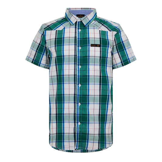 Green - Front - Bench Mens Checked Relaxed Fit Shirt