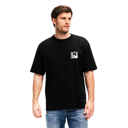 Black - Side - Boss Mens Lights Cotton Logo T-Shirt