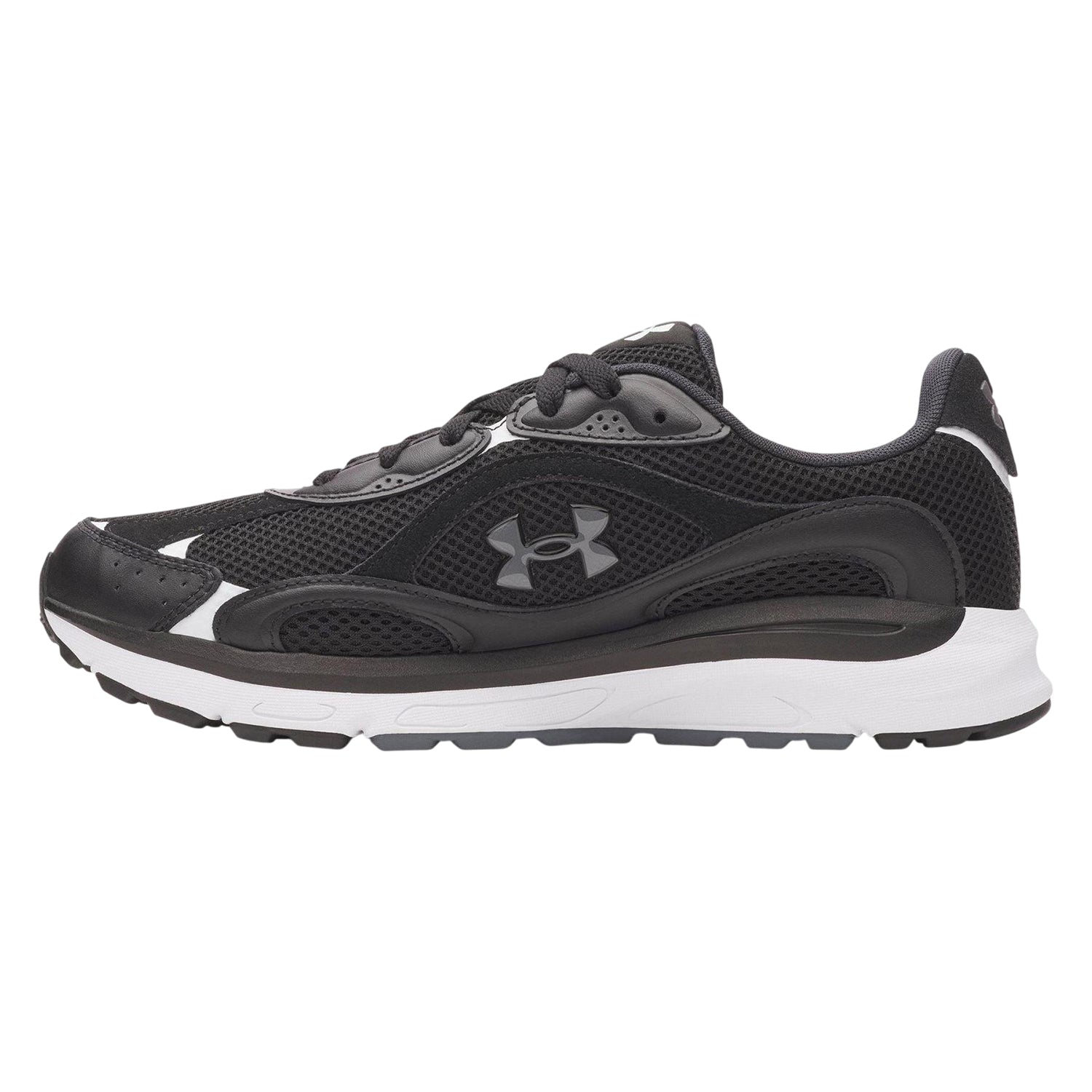 Black-Grey - Back - Under Armour Mens Tech Athletic Leather Trainers